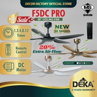 DEKA Fan DEKA F5DC PRO 56 Inch 5 Blades 20 Speed Forward + Reverse DC Motor With Remote Control Ceil