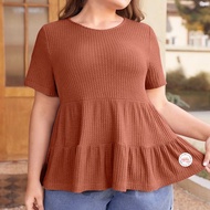 Twinkle PLUS SIZE Waffle Knit Ruffle Hem Blouse Fits To 3XL 31152