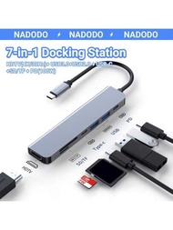 附100Mbps 乙太網路的USB C 集線器、帶100W PD 的7 合1 4k@30Hz HDMI USB C 多埠轉接器、USB 2.0、3.0 連接埠、SD/TF 讀卡器，相容於MacBook Pro/Air M1 M2、iPad Pro/ Air、Dell XPS、生命值