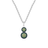 Premium Steel May Birthpearl Scarabaeus Green Crystal Pearl Snowman Necklace