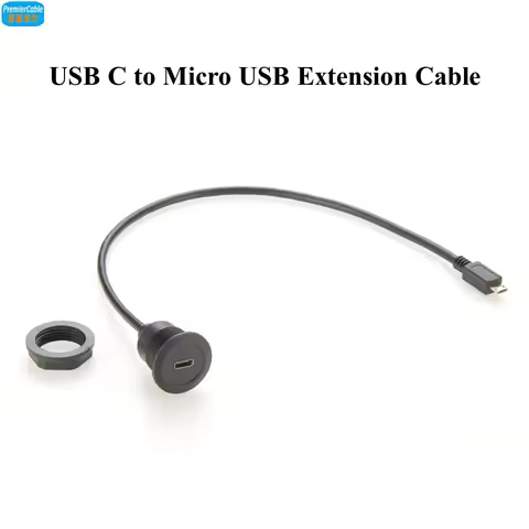 USB 3.1 Type-C Female to Micro USB Type-B Male Extension Cable Flush Panel Mount Bulkhead USB-C to M