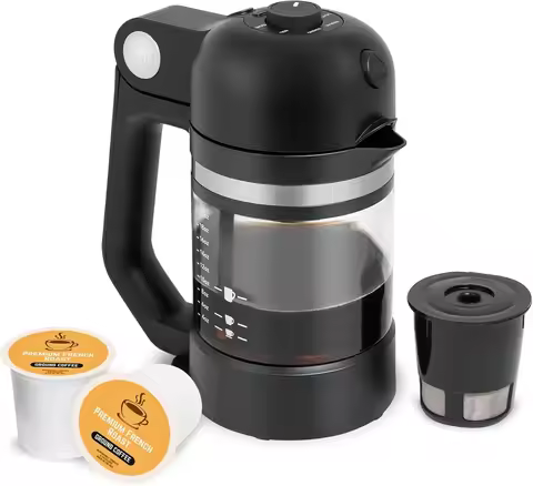 Micro Cafe Smallest Single-Serve Coffee Brewer with Glass Carafe Compatible with Keurig K-Cups Enclo