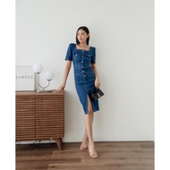 Ada [ Keyclothingline ] Elise Denim Dress / Dress Jeans Midi