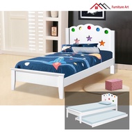 Kids Bed Frame Single Bed Frame Solid Wood Single Bed Frame - Katil Budak / Childen's Bed/ Katil kayu  [FA 1010 W]