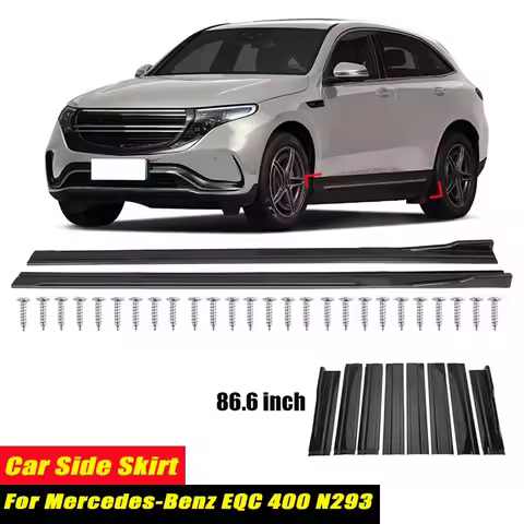 For Mercedes-Benz EQC 400 N293 Racing Style Side Skirts 86.6Inch 2.2M Rocker Panels Side Lip, ABS 8P