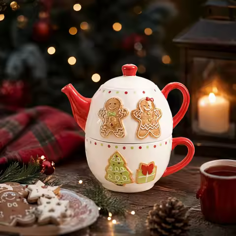 Christmas Hand Painted Ceramic Cutlery Set Holiday Decor Cute Christmas Tableware Set Christmas-Them