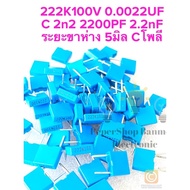 (Pack Of 10) C 0.0022UF 100V (222=2.2nF) Blue Pia/Korean C222 2n2100V 2n2 100V 222PF 100V 2.2nF100V 