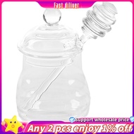 Transparent glass honey jar with lid Honey Jar with Dipper, Clear, 9 Ounces