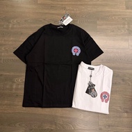 Chrome Hearts Short Sleeve Chrome Hearts CH Chrome Hearts Contrast Color Horseshoe Print Couple Roun
