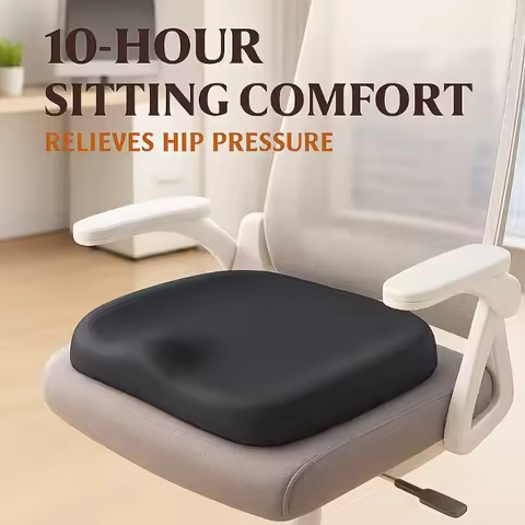 Ergonomic Memory Foam Seat Cushion for Long Hours Sitting - Adjustable Lumbar and Waist Support Pad,