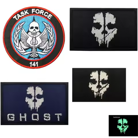 TASK FORCE 141 CODE Call of Duty Ghost Mask Morale Badge Embroidered Patches Armband Tactical Access
