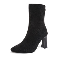 PINKEY P377 Sepatu Wanita Boots Import Korea Heels Hak Tinggi 7cm Model Boots Black Shoes