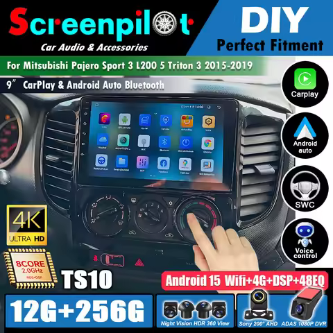 Android 16Carplay For Mitsubishi Pajero Sport 3 L200 5 Triton 3 2015 - 2019 Car Radio Multimedia Vid