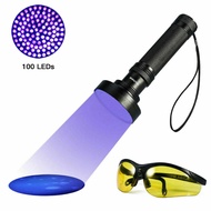 UV 100 LED Blacklight 395-400nm Violet Flashlight Detection Torch Light