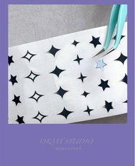 OKMT新七天貼紙手帳膠帶 星星-黑-PET模切-6cm*3m-35cm循環