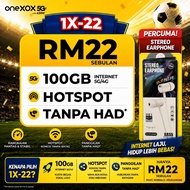 ONEXOX PREPAID 1X22 100GB 5G HIGHSPEED FREE RM2 AIRTIME UNLIMITED DATA CALL