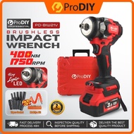 PRODIY 400NM Brushless Impact Wrench 1750RPM 1/2 inch Cordless Driver Torque Powerful Impact Gun Scr