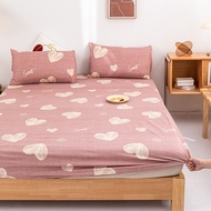 Pink Heart Fitted Bedsheet Soft Brushed Mattress Protector Cover Pillowcase Single Queen King Size Cadar