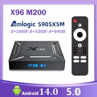 X96 M200 Android 14 Kotak TV Pintar Amlogic S905x5m 4gb 32gb 64gb 2.4g/5g Dual Wifi Bt 1000m Lan Av1