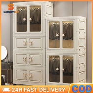 L64-75CM Multipurpose Moveable Stackable Foldable Storage Box olding 2 Doors Wardrobe Storage Cabine