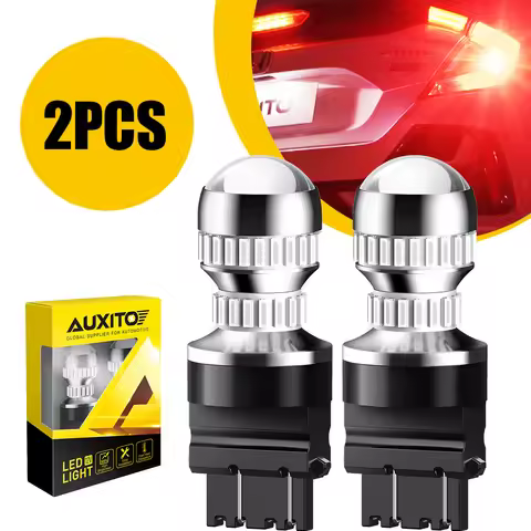 AUXITO 2Pcs T20 3157 LED Stop Brake Red Light 1156 BA15S P21W 7440 7443 W21W 1157 Lamp Bulb Reverse