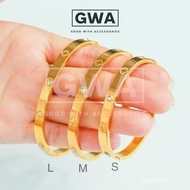 【GWA】(13cm-19cm) Bangle Four Flower Gelang Tangan Emas Titanium Tahan Karat dan Luntur Bracelet Stai