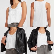 SATIN FRINGE SCOOP NECK TANK ET38