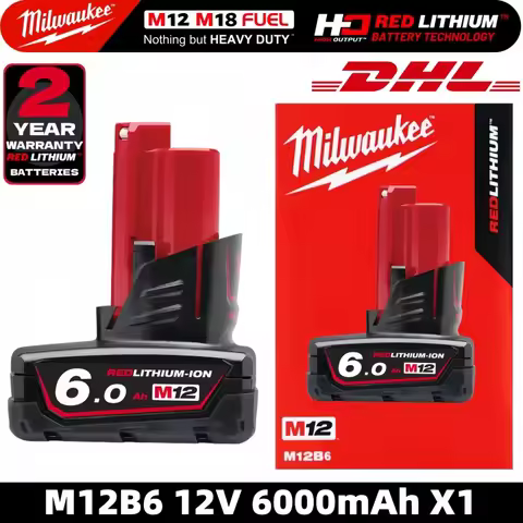 Milwaukee 12V M12 Battery, 6.0Ah Milwaukee Rechargeable Battery For Milwaukee M12 Tool 48-11-2402 48