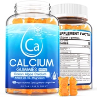 Sugar Free Calcium Gummies 600mg, Ocean Algae Calcium with Vitamin D3, K2, Magnesium, B6, B12, Organ