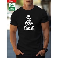 POASOD Heavyweight T-Shirt For Men Rally Dakar Pattern Round Neck Short Sleeves