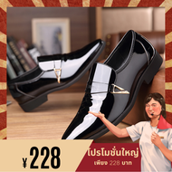 Men's shoesรองเท้าหนังชายรองเท้าผู้ชายหนังแท้, ชุดธุรกิจ, รองเท้าหนังวัวผู้ชายปลายแหลม, รองเท้าลำลองหนังสิทธิบัตรที่เพิ่มขึ้นรองเท้าชาย