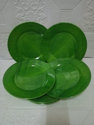 PROMO 6 PCS PIRING MELAMIN 10 IN MOTIF DAUN WARNA HIJAU // PIRING MAKAN MELAMIN TEBAL AWET TIDAK GAM