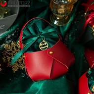AFALLFOR Christmas Present Bag Props Portable Christmas Decoration PU Gift Handbag With Handle For Children Kids Gift Pouch