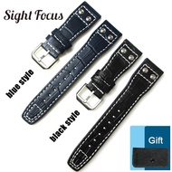 * * 22mm Blue Black Watch Strap for IWC Watch Band Deployment Buckle Tang Deployant Clasp Pilot Watch Belt Watch Bracelets Rivet Men