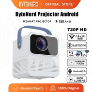 ByteNerd Android Projector TV T2mini 6000 Lumen 1080P Bluetooth Projector Android 9 portable mini Pr