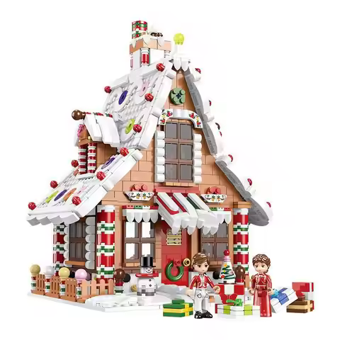 Christmas Series Bricks Toys Clockwork Christmas Castle Tree Reindeer Santa Gingerbread House Model 