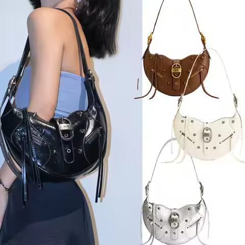 JW PEI Croissant Bag, Niche Design, Motorcycle Bag, New Style, Underarm, Crossbody, Shoulder Bag