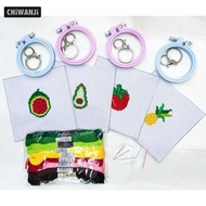 CHiWANji Circle Cross Stitch Kits Embroidery Set Fruit Needlework Embroidery Cross Stitch kits Embro