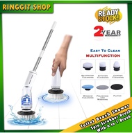 Ringgit Shop Toilet Brush Shower Bathroom Spin Scrubber Brush With 6 in 1 Brush Heads Rechargeable C
