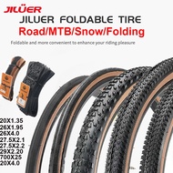 JILUER Bicycle Tyres 26x1.95 27.5x2.1 29x2.2 700x25C Anti-Puncture Tires Folding Yellow Tire Snow/MTB/Road Bike Foldable Tyres