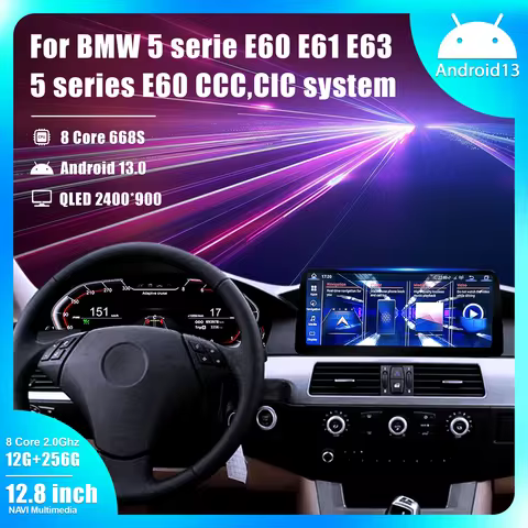 12.8"Lcd Digital DashboardFor BMW 5 serie E60 E61 E63 CCC,CIC system Android Player Navigation Radio