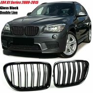 Glossy Black Front Bumper Dual Slat Front Kidney Grill Grille For-BMW X1 Series E84 SDrive XDrive 20