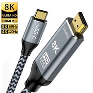 USB C To HDMI-Compatible Cable 8K 4K Type C To HDMI 2.1 Thunderbolt 3 4 To 8K60hz 4K120hz For Iphone 15 Macbook Huawei Mate30