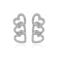 Glintz Love Lust ต่างหูเงินแท้ ติดหู ห้อย ฝังเพชร cubic zirconia ยาว 3cm