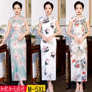 Large-Size2020Catwalk Chinese Style Cheongsam Dress for Women Long Cheongsam Dress Improved Flag AI