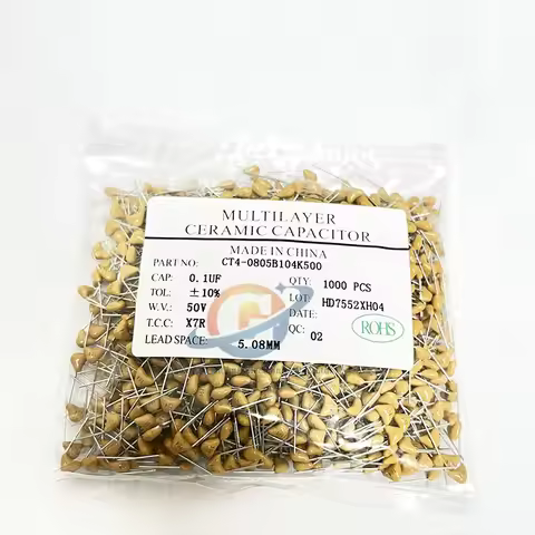 Single stone capacitor 104 0.1UF 50V X7R K gear M gear 100NF 5.08MM spacing 1000 pieces/pack