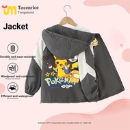 [Yaoyao] Children Cartoon Jacket Jacket Elf Pikachu Fleece Plus Velvet Medium Large Autumn Winter Fa