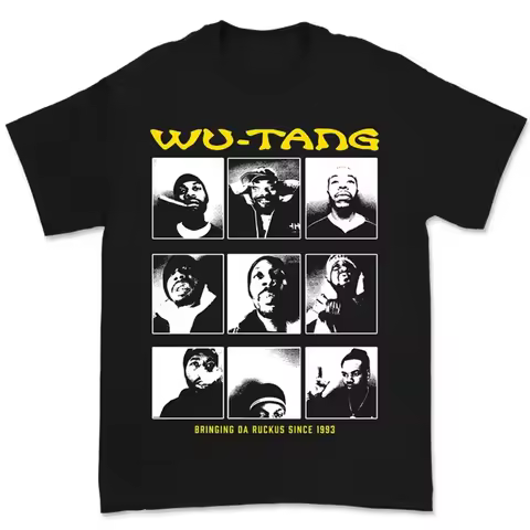 Nine Palace Grid Portrait Legendary Rap Group Wu Tang Band T-Shirt Cotton Graphic Tee Men Women Summ