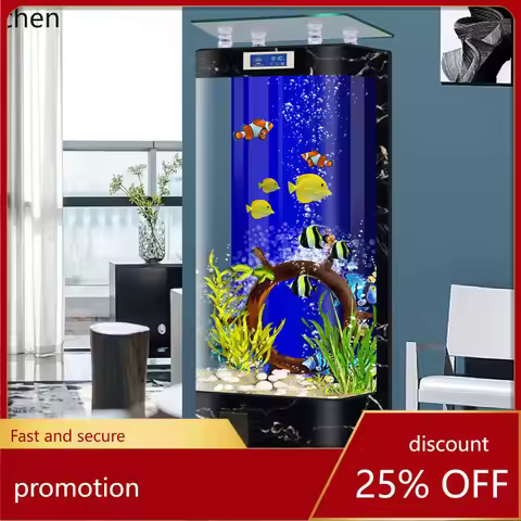 HT One-piece Vertical Fish Tank Living Room Home Wall-mounted Aquarium Ecological Glass No Water Cha
