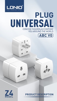 หัวปลั๊กแปลง LDNIO Z4 Universal Plug 6A Max Travel Adapter for UK US EU AU Universal Plug ส่งจากไทย